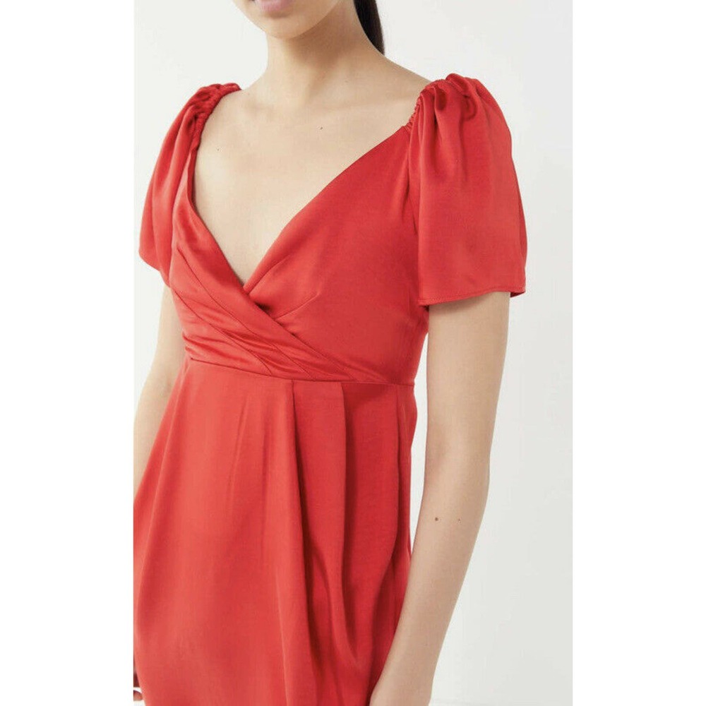Urban Outfitters Satin Surplice red midi v neck dress size Medium NEW